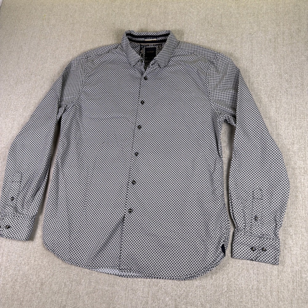 Cactus Man Button Down Mens Size L Blue Floral Flip Cuff Ricky Singh Shirt
